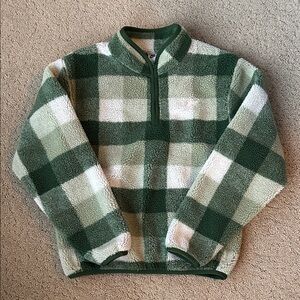 Nike Club Winterized Half-Zip Pullover Plaid Sherpa Green Jacket Men Small NWOT